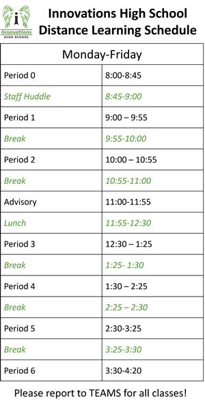 Distance Learning Schedule